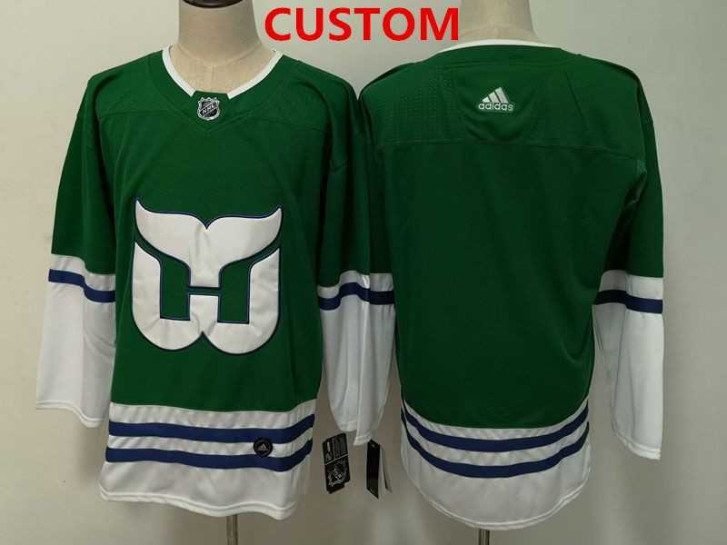 Men%27s Hartford Whalers Custom Green Adidas Jersey